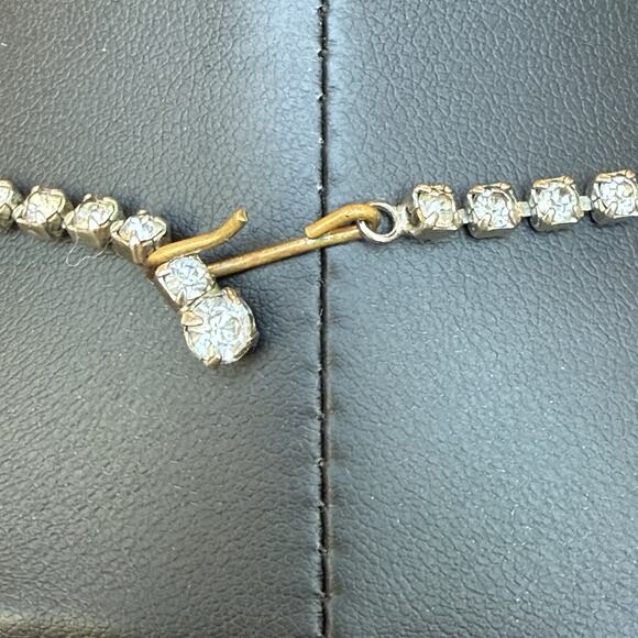 Vintage Tiara Style Black Marquise & Clear Round Rhinestones Choker Necklace 15” - Picture 5 of 5